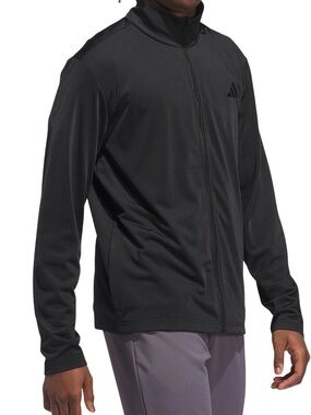 NWT Adidas Black on Black Tricot Track Jacket Full Zip Sweatshirt Men 2XL XXL